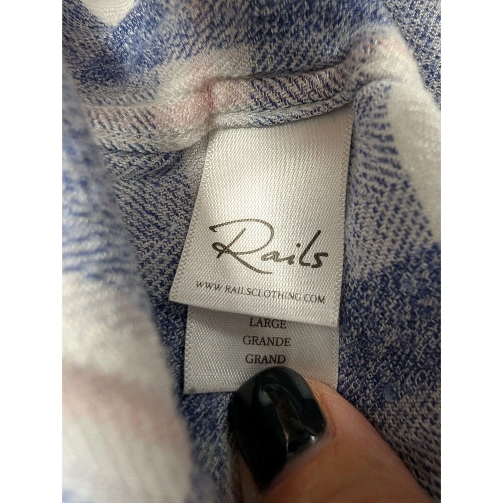 Rails Dylan Crop Top Size L Flannel Blue White Lo… - image 5